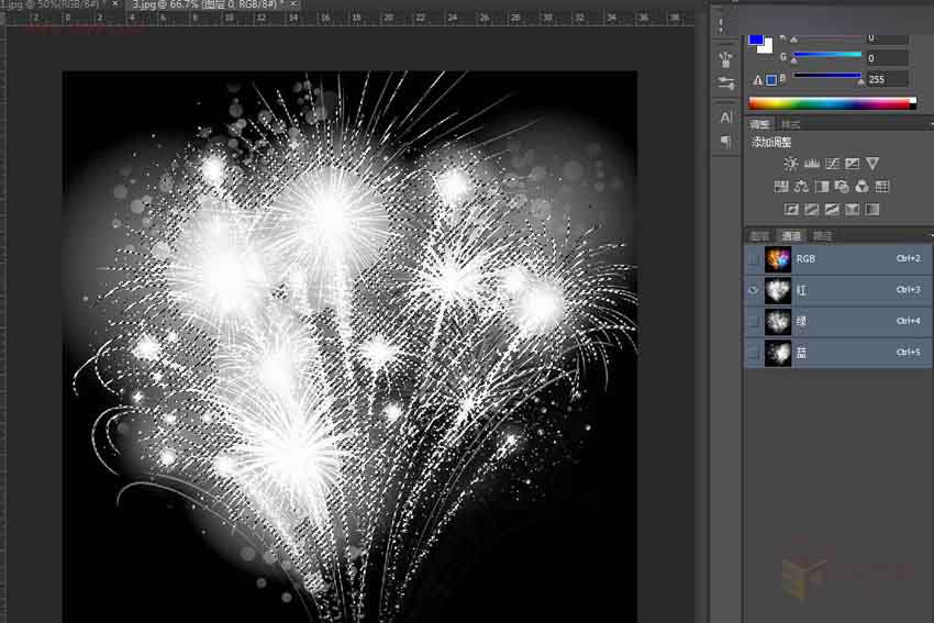 Photoshop巧用通道抠出绚丽的烟花效果图,PS教程,思缘教程网