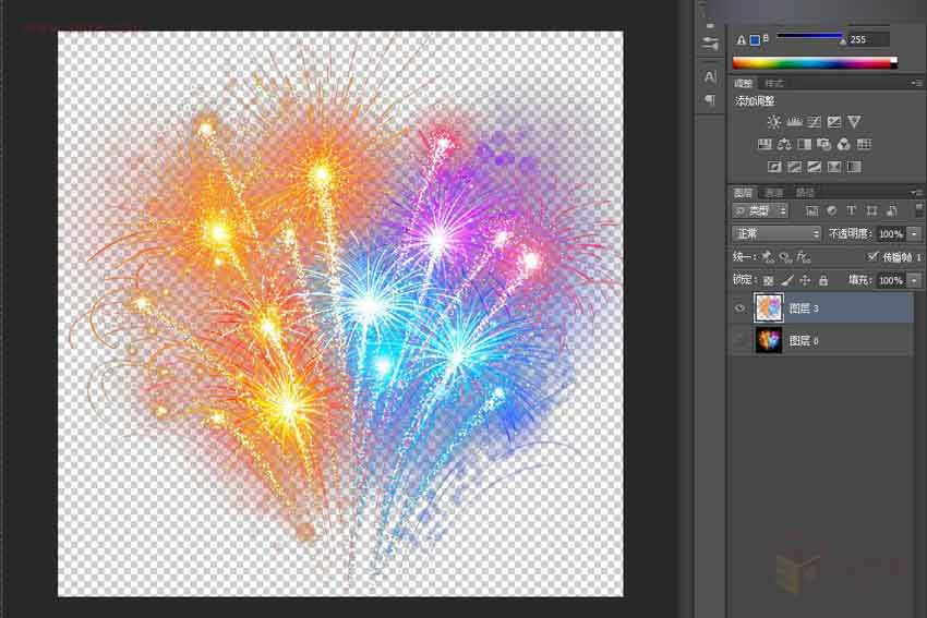 Photoshop巧用通道抠出绚丽的烟花效果图,PS教程,思缘教程网