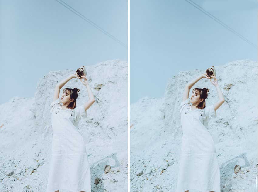 Photoshop后期调出青冷色艺术外景人像