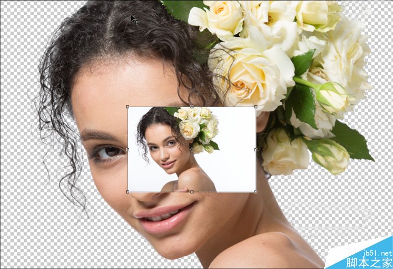 Photoshop利用橡皮檫工具法抠出美女头发丝”