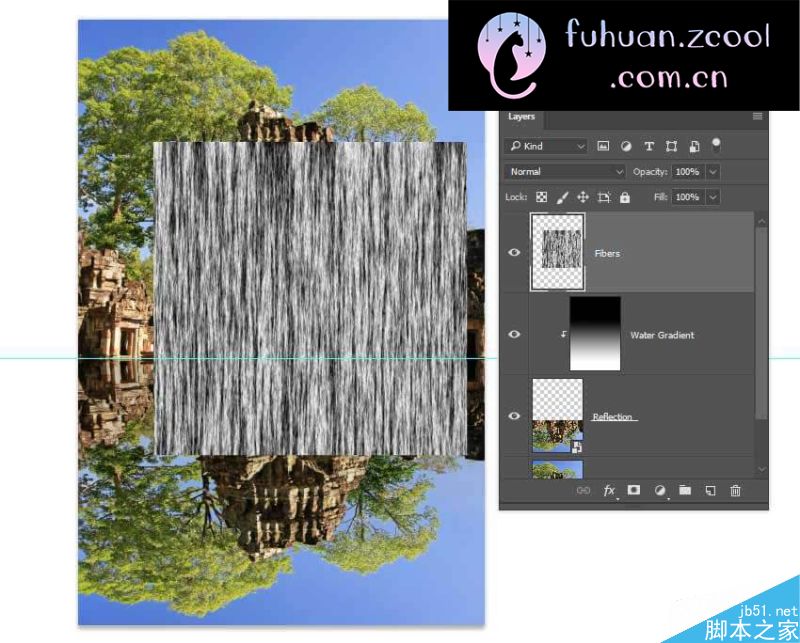 Photoshop给外景建筑照片添加唯美的水中倒影效果