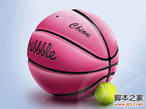 Photoshop制作质感粉红色篮球”