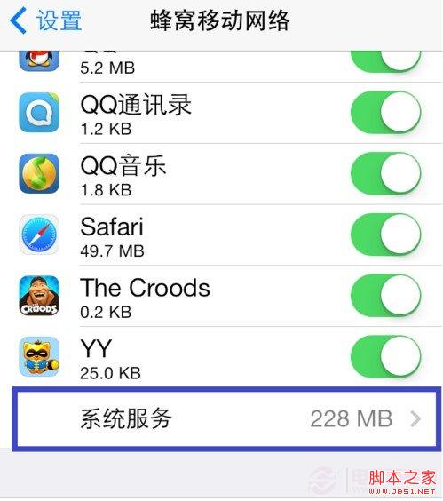 iOS7蜂窝移动网络新功能