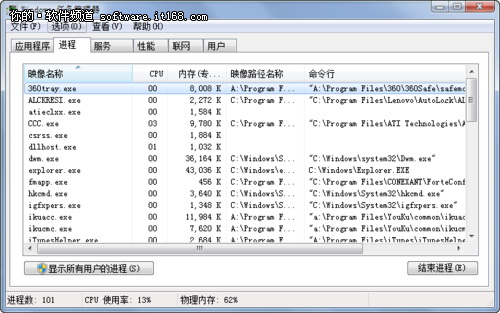 确保使用安全 查看Windows7进程路径