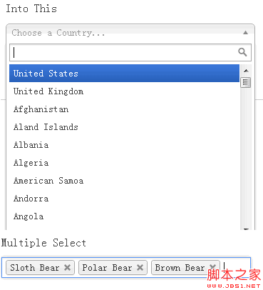 Jquery chosen动态设置值实例介绍