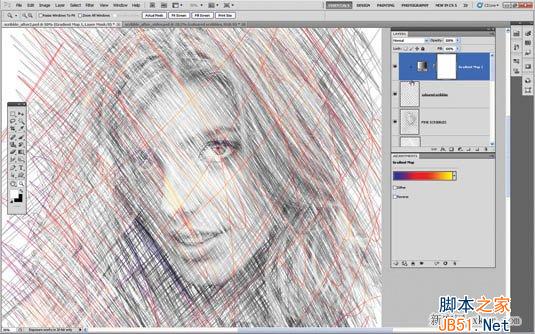 ps如何把美女的照片制作成素描的效果教程