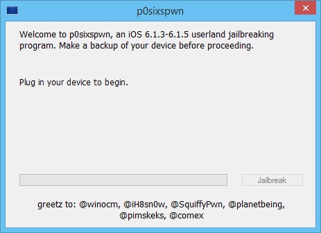 Windows版P0sixspwn完美越狱iOS 6.1.3到6.1.5工具下载