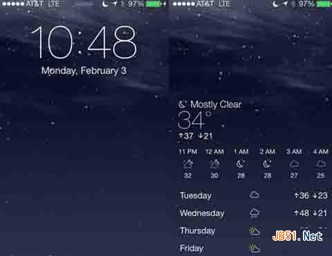iphone在锁屏界面加入系统自带天气信息 三联