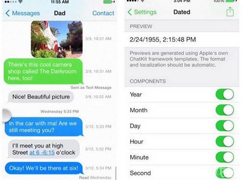 Dated显示iMessage短信应用时间戳详情 脚本之家
