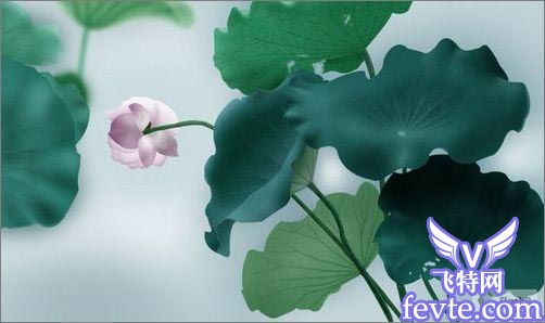 Photoshop鼠绘教程：绘制一副水墨映日荷花图