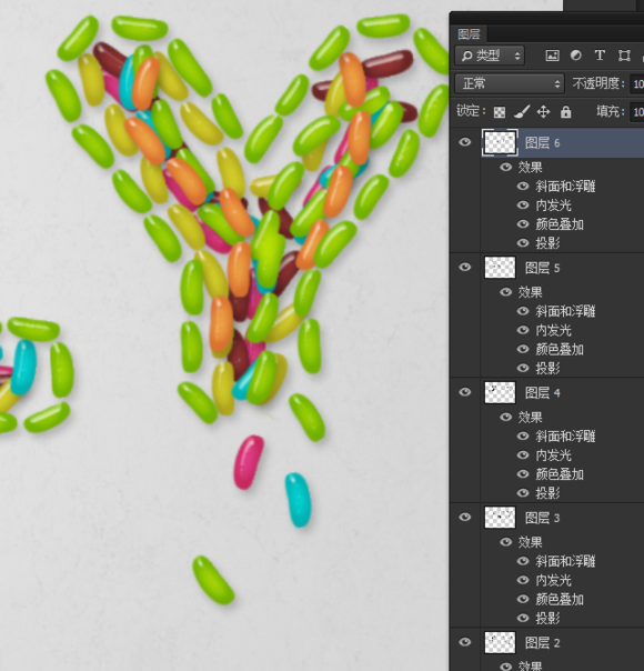 教你用PS制作漂亮的糖果堆积文字效果