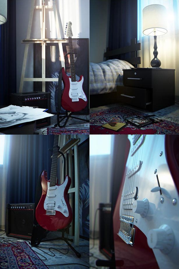 3DSMAX打造有吉他的卧室一角教程”