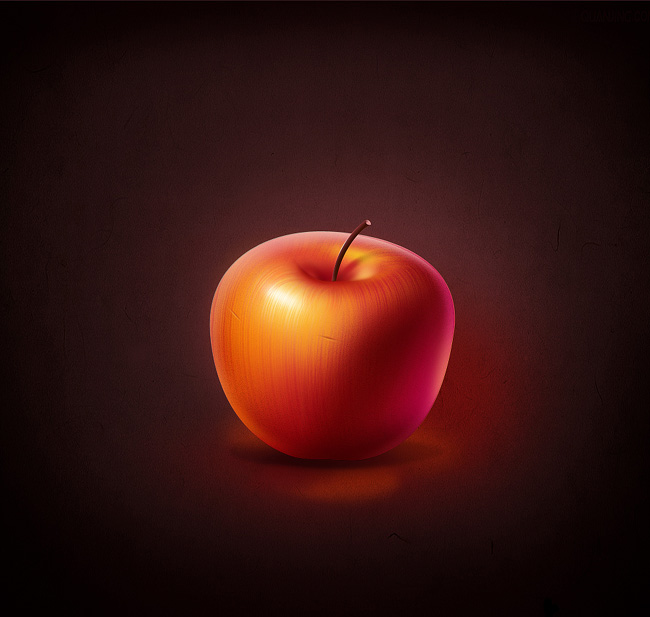 Photoshop设计绘制纹路非常细腻的红苹果及水果刀”