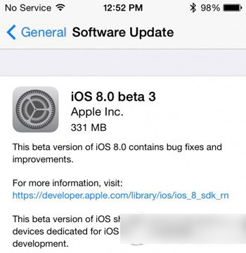 ios8 beta3升级教程：ios8 beta3怎么升级步骤1