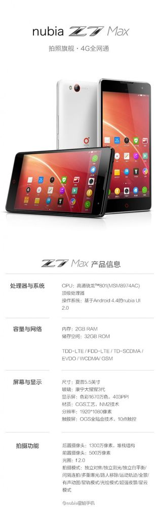 [图]最强拍照手机--nubia Z7/max/mini三款机型正式发布