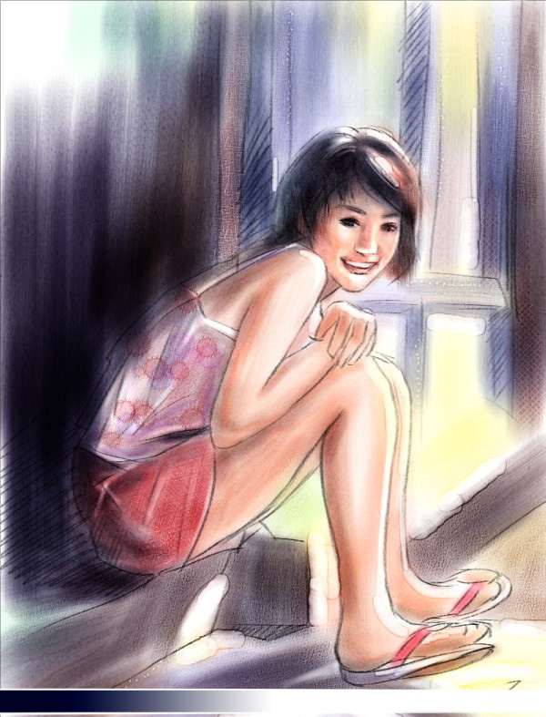 painter water color（水彩）绘制朦胧女孩 脚本之家 painter教程