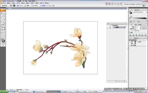 Illustrator绘制矢量风格的中国花鸟画,破洛洛