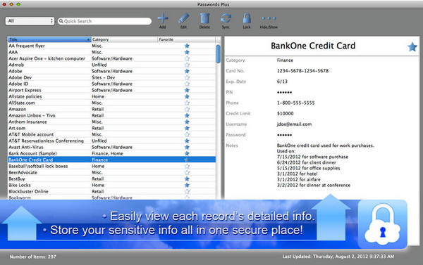 Passwords Plus(密码管理软件) for Mac V3.000 苹果电脑版