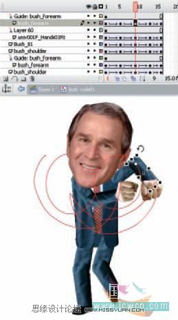Flash cs3运动引导层制作布什搞笑动画,PS教程,思缘教程网