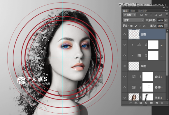 Photoshop合成玫瑰纷飞的美女人像插画教程
