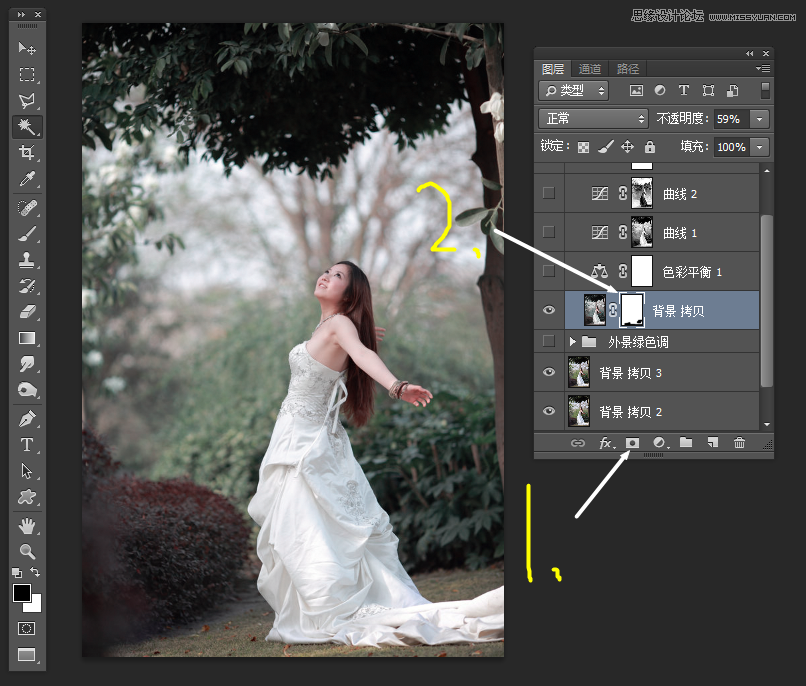 Photoshop调出外景婚纱照怀旧复古效果图