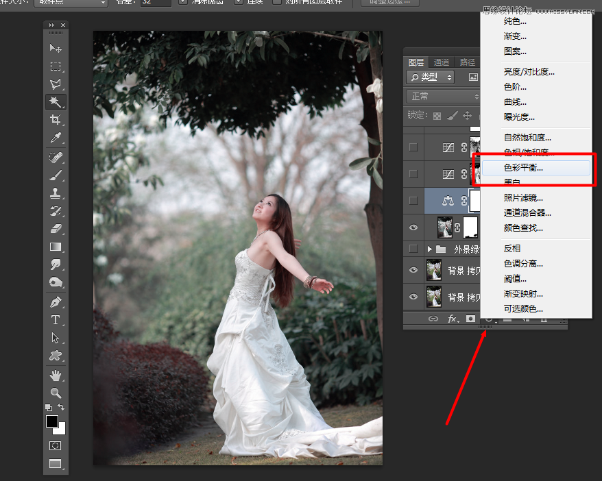 Photoshop调出外景婚纱照怀旧复古效果图