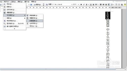 word2003中怎么实现文字的纵横混排？