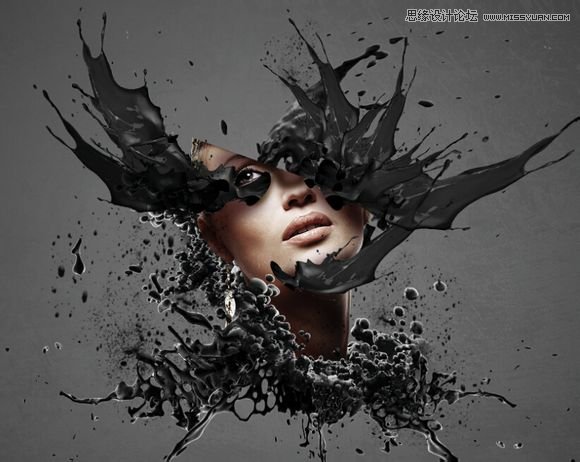 用Photoshop合成超酷的泼墨效果的流体风格海报