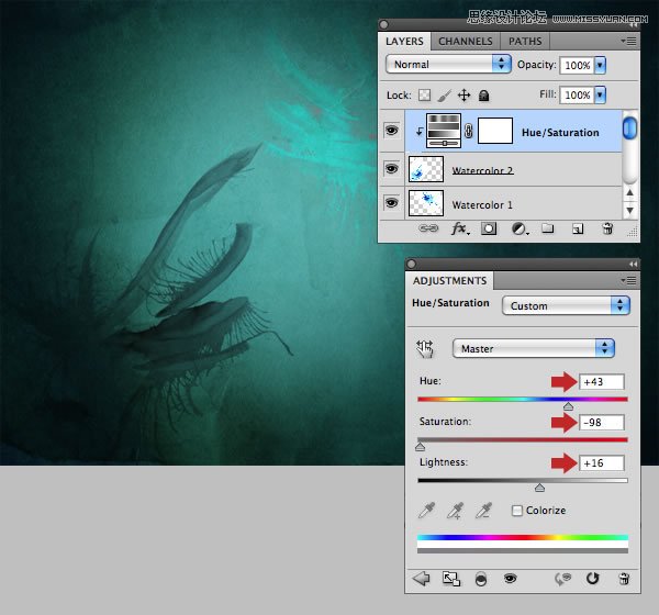 Photoshop合成从水花中冲出抱着滑板的海边美女