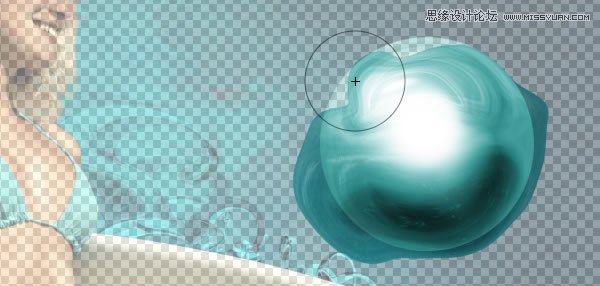 Photoshop合成从水花中冲出抱着滑板的海边美女