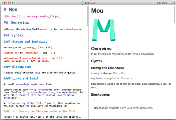 Mou for mac(html编辑器) v1.0 苹果电脑版