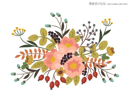 Illustrator绘制复古典雅风格的花朵花藤,PS教程,思缘教程网