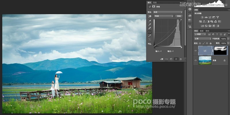 Photoshop调出外景人物照片漂亮唯美的蓝色调效果