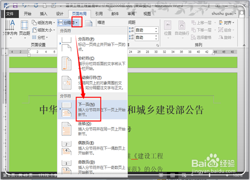 Word2013怎样在任意页插入页眉页脚