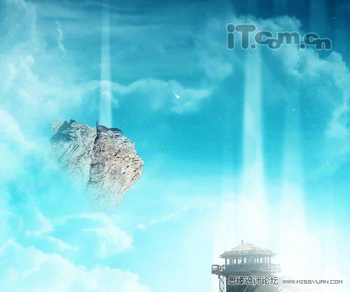 Photoshop合成在大草原上漂浮的岛屿奇幻场景