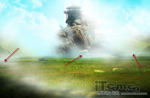 Photoshop合成在大草原上漂浮的岛屿奇幻场景