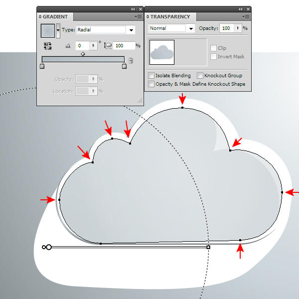 AI绘制玻璃质感云图标 脚本之家 AI实例教程 glass cloud 23