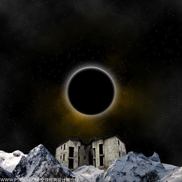 Photoshop合成诗意梦幻的月全食效果图