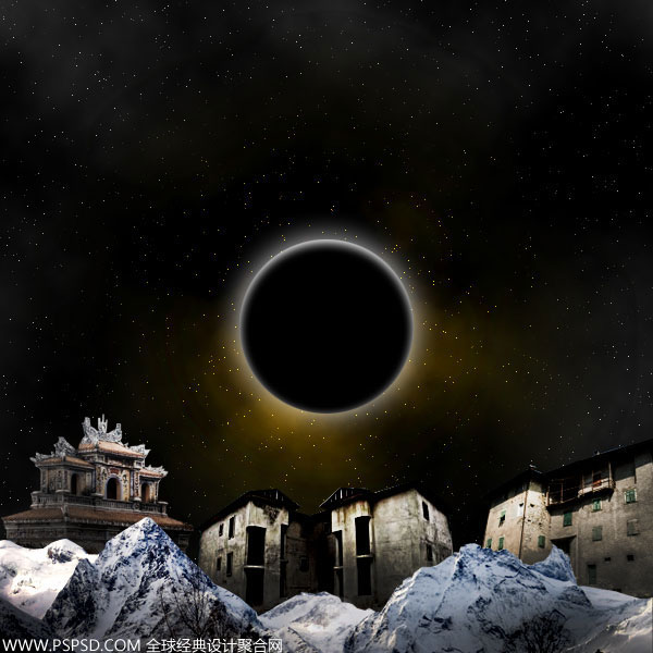 Photoshop合成诗意梦幻的月全食效果图