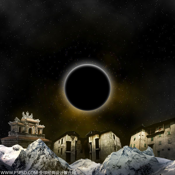 Photoshop合成诗意梦幻的月全食效果图