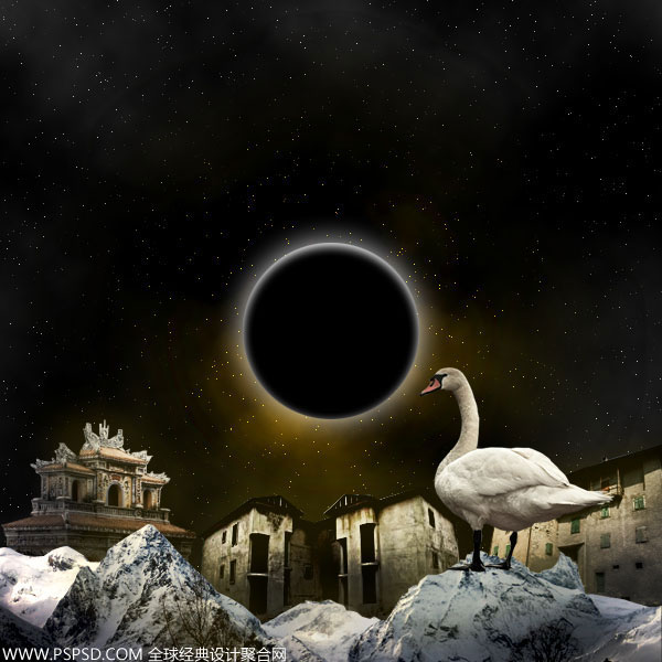 Photoshop合成诗意梦幻的月全食效果图