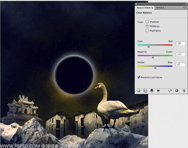 Photoshop合成诗意梦幻的月全食效果图