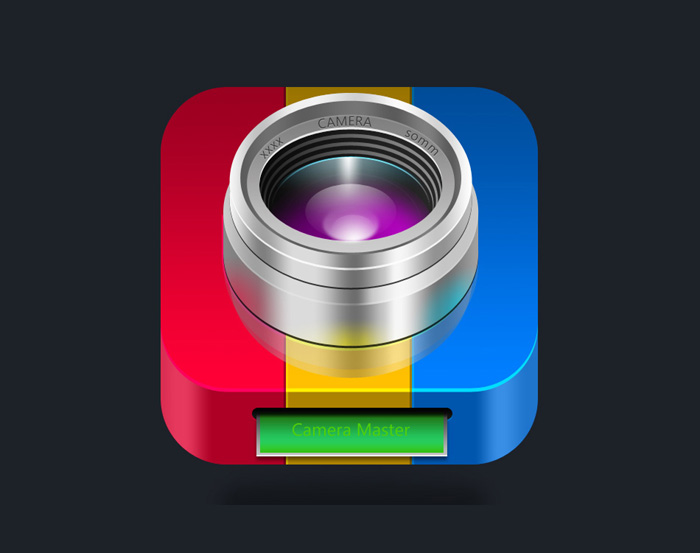 Photoshop制作精致漂亮的彩色立体相机图标”