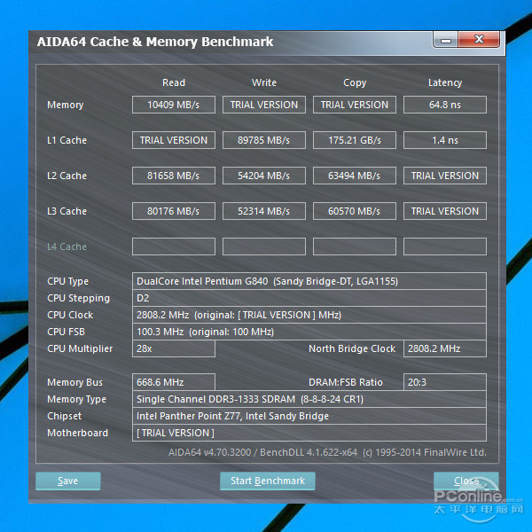 AIDA64 内存性能测试