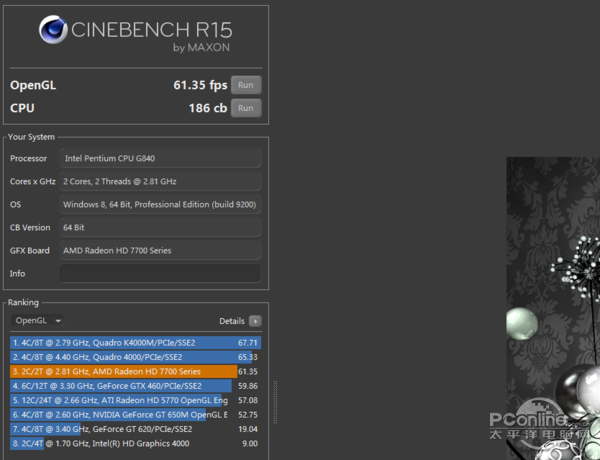 Cinebench R11.5 3D渲染性能测试