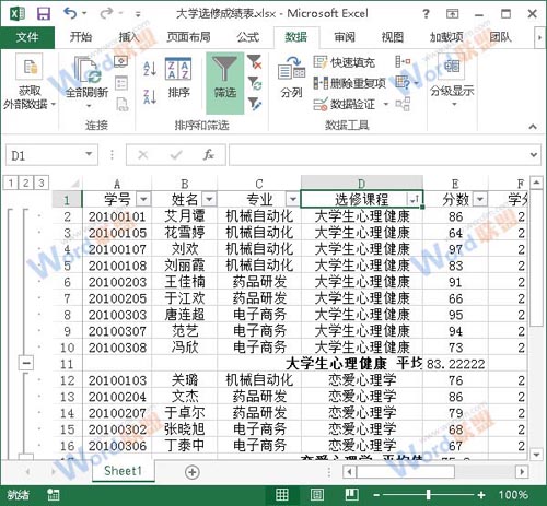 分类汇总效果