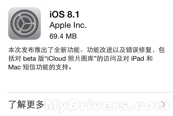 iOS 8.1发布！