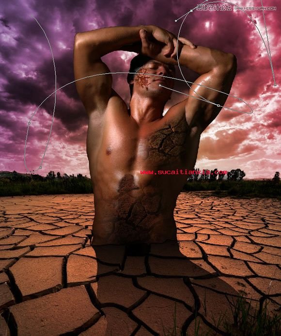 Photoshop图片合成从大地里出生的大力士教程