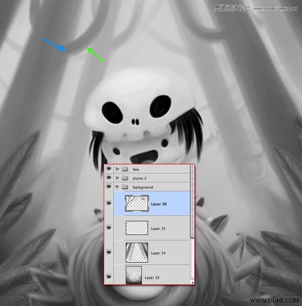 Photoshop绘制一幅骑在宠物蜘蛛上的孩子奇幻插画教程