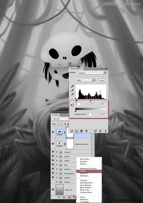 Photoshop绘制一幅骑在宠物蜘蛛上的孩子奇幻插画教程
